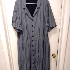 Eshakti Gray Chambray Button Down Dress Size 28